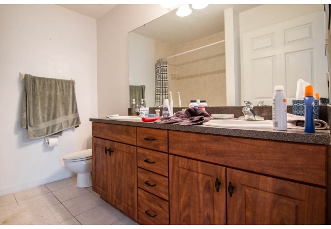 One of the bathrooms in each condo will have a dual vanity sink.